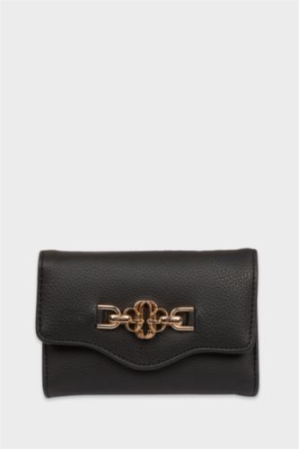 Kadın Siyah Kadın Toka Detaylı Suni Deri Cüzdan