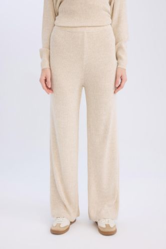 Triko Pantolon Regular Fit Basic Düz Beli Lastikli Düz Paça