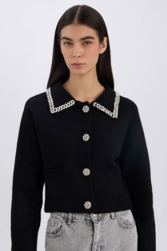 Regular Fit Gömlek Yaka Düğmeli Triko Hırka