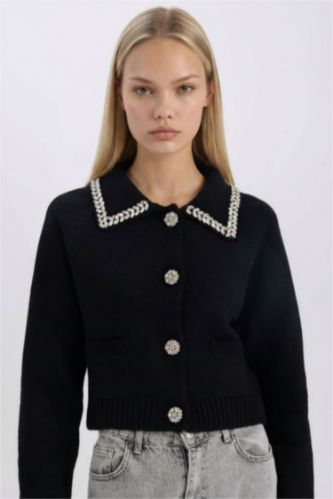 Regular Fit Gömlek Yaka Düğmeli Triko Hırka