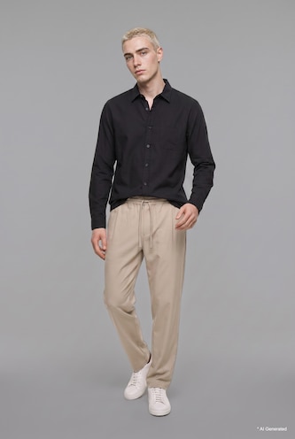 Men Black Regular Fit Cotton Long Sleeve Shirt