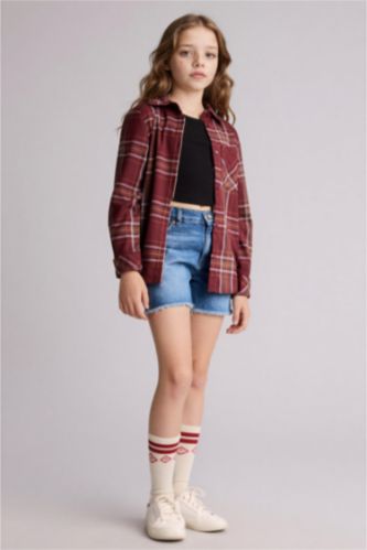 Девочки и подростки Голубрй Джинсовые шорты с потертостями для девочек