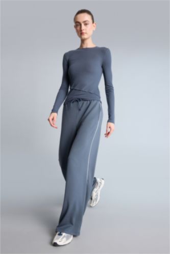 Kadın Antrasit Wide Leg Modal Sporcu Pantolon