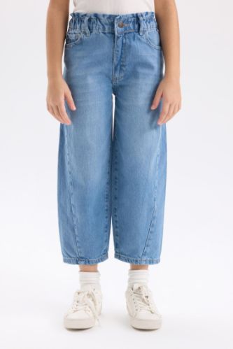 Kız Çocuk Barrel Fit Jogger Paça Bilek Boy Jean Pantolon