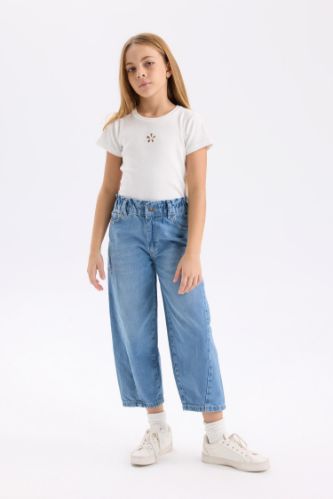 Kız Çocuk Barrel Fit Jogger Paça Bilek Boy Jean Pantolon