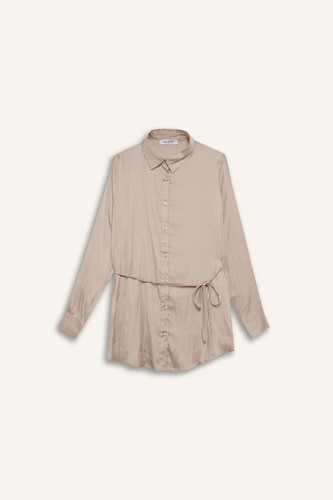 Relax Fit Satin Long Sleeve Tunic
