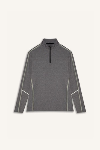 DeFactoFit Standard Fit Zip-Up Stand Collar Sports T-Shirt