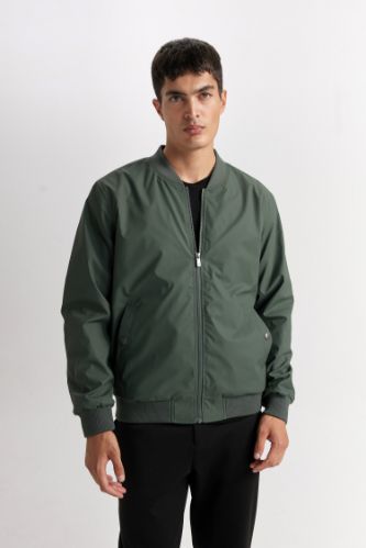 Slim Fit Bomber Mont Ceket Kolej Yaka Dar Kesim Fermuarlı Çift Cepli Mevsimlik Hafif