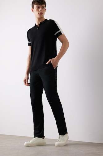 Erkek Siyah Regular Fit Kanvas Pantolon