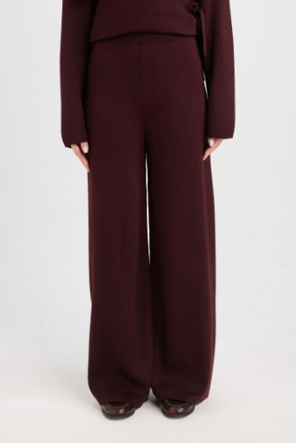 Triko Pantolon Regular Fit Beli Lastikli Cepli Düz Basic Düz Paça