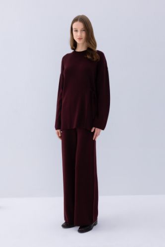 Triko Pantolon Regular Fit Beli Lastikli Cepli Basic Düz Paça
