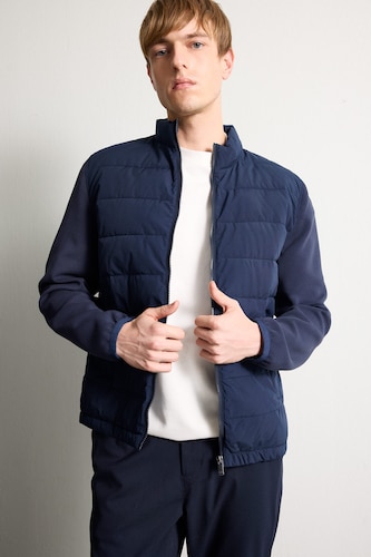 Men NAVY Elastic & Zippered Puffer Jacket