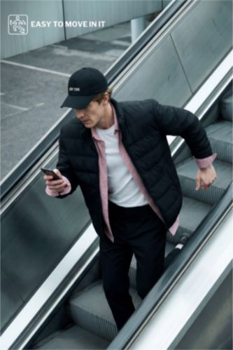 HOMME Noir Doudoune imperméable Slim fit à col montant et fermeture zip