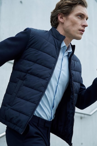 Men NAVY Slim Fit Lined Puffer Jacket