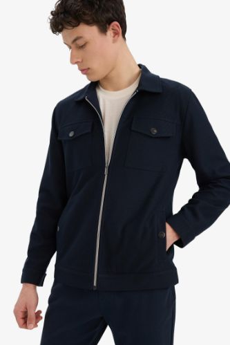 Slim Fit Dar Kesim Polo Yaka Fermuarlı Mevsimlik Baharlık Mont