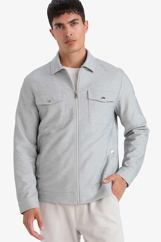 Erkek Gri Ultra Hafif Slim Fit Astarlı Mevsimlik Mont