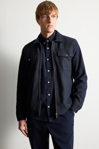 Erkek Lacivert Slim Fit Astarlı Mevsimlik Mont