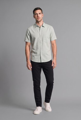 Men Mint Regular Fit Polo Collar Short Sleeve Shirt