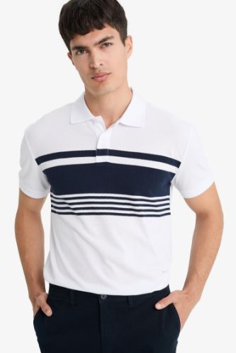 Regular Fit Kısa Kollu Çizgili Polo Tişört