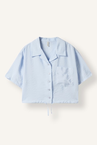 FILLES BLEU Clair Girl Short Sleeve Crop Shirt