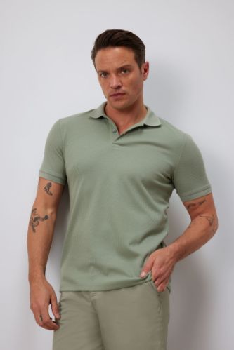 Regular Fit Kısa Kollu Waffle Polo Tişört