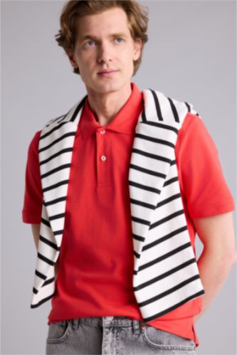 Erkek Açık Kırmızı Slim Fit Polo Tişört