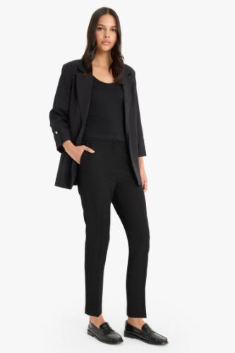 Pantalon droit taille haute avec poches