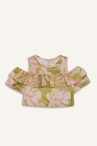 Girl Short Sleeve Floral Top