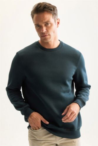 Men Dark Green Regular Fit Thick Sweatshirt Fabric Sweatshirt