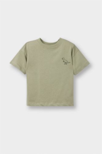 Erkek Bebek Yeşil Regular Fıt Slogan Desenli Kısa Kollu Tişört Erkek Bebek