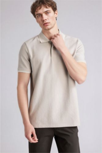 Erkek Mint Regular Fıt Polo Yaka Waffle Kısa Kollu Polo Tişört