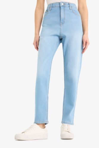 Lina Comfort Mom Normal Bel Düz Paça Jean Kar Yıkamalı Pantolon