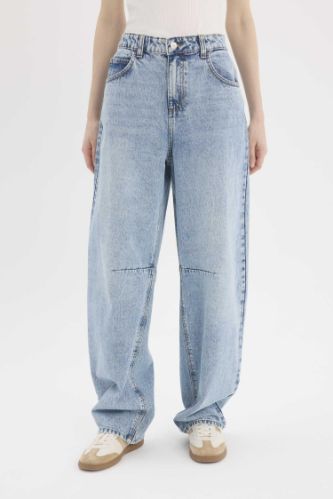 Baggy Fit Yüksek Bel Düz Paça Uzun Jean Pantolon