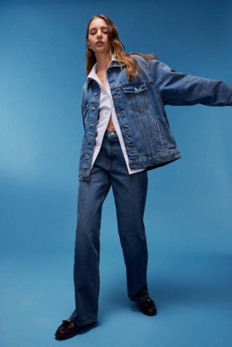 سروال جينز وايد ليج