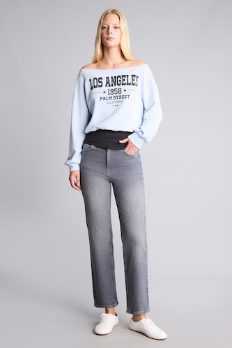 Kadın Gri Comfort Straight Orta Bel Jean