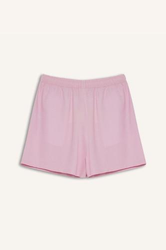 Linen Blended Normal Waist Short Leg Shorts