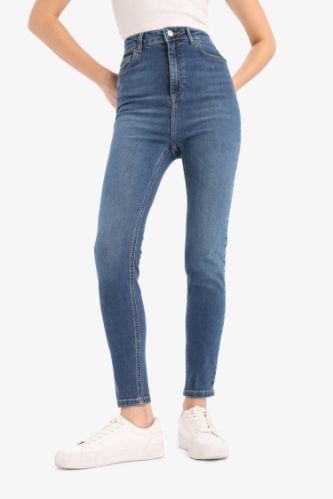Anna Skinny Fit Yüksek Bel Düz Paça Uzun Jean Taş Yıkama Pantolon