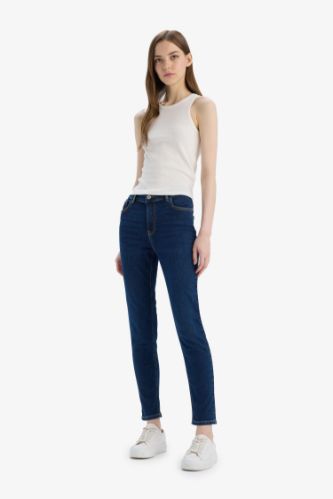 Rebeca Skinny Fit Yüksek Bel Düz Paça Uzun Jean Taş Yıkama Pantolon