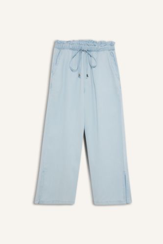 Pull On Culotte Yüksek Esnek Belli Tensel Yıkamalı Pantolon