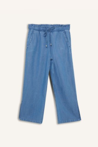 Pull On Culotte Yüksek Esnek Belli Tensel Yıkamalı İnce Jean Pantolon