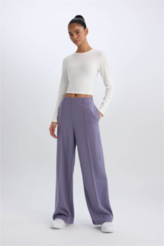 Женщины Светло-сиреневый Wide Leg из ткани скуба