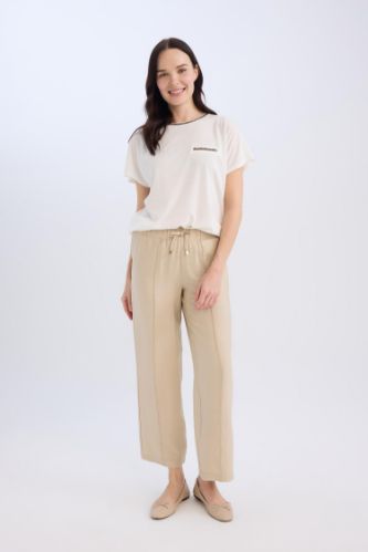 Wide Straight Leg Pocketed Laced Trousers