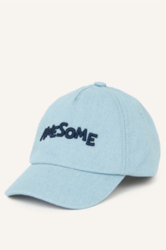 Erkek Bebek Mavi Nakışlı Jean Cap Şapka Erkek Bebek