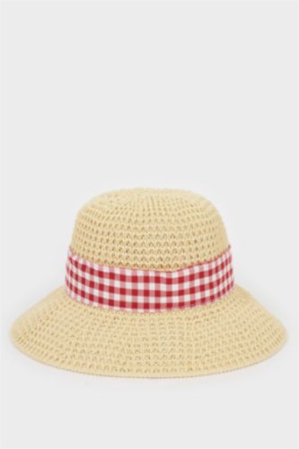 Kız Çocuk - Genç Kız Bej Hasır Şapka Kız Çocuk