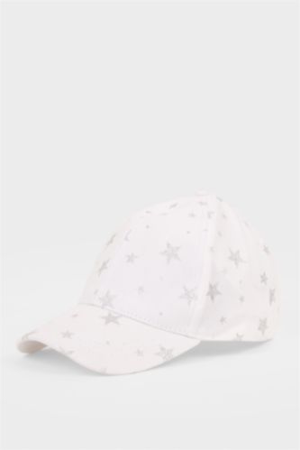 Kız Çocuk - Genç Kız Beyaz Desenli Cap Şapka Kız Çocuk