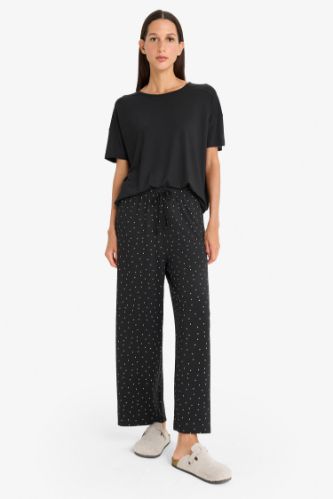 Pijama Takımı Kısa Kollu Pijama Üstü Esnek Belli Uzun Pijama Altı-Fall in Love