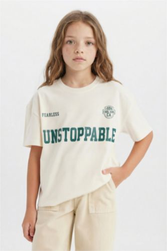 Қыздарға дөңгелек жаға слоган қысқа жеңді Қысқа жеңді футболка