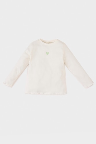 Baby Girl Crew Neck Printed Corduroy T-Shirt