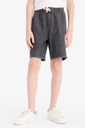 Erkek Çocuk Beli Lastikli Jean Şort