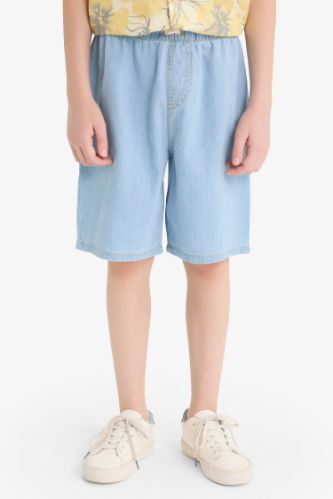 Erkek Çocuk Beli Lastikli Jean Şort
